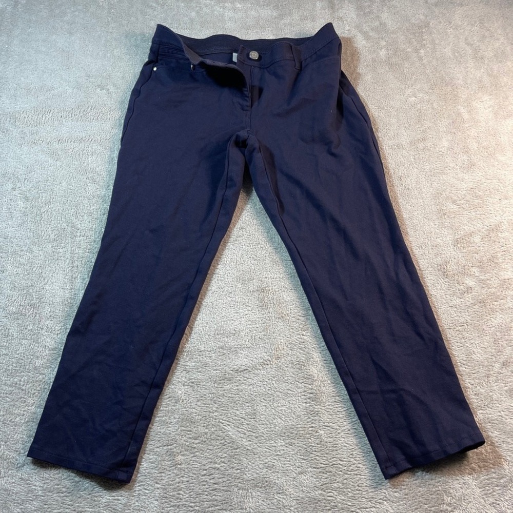 Chico's So Slimming Pants Women's 1 Short Blue Ankle Stretch Pull On Career Work